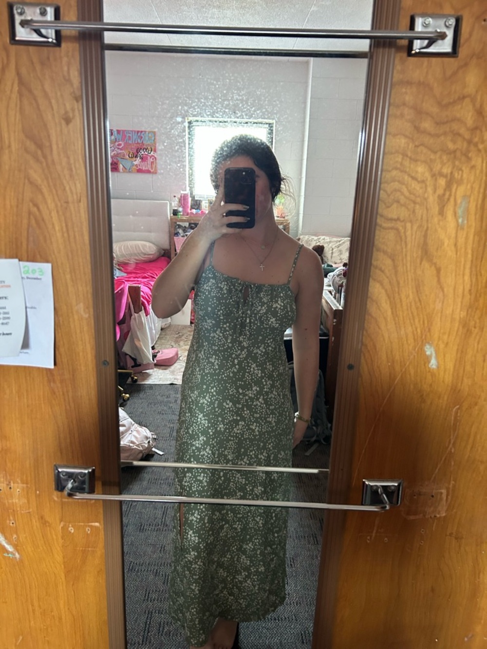 Green Floral Midi Slip Dress